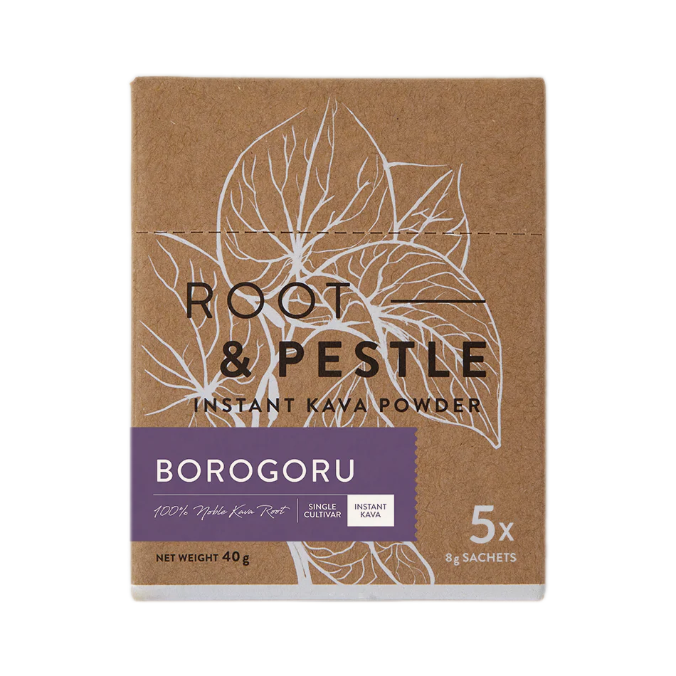 Borogoru Instant Green Kava box of 5 sachets, front