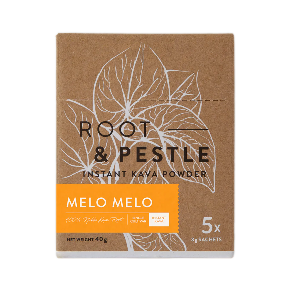 Melo Melo Instant Green Kava box of 5 sachets, front